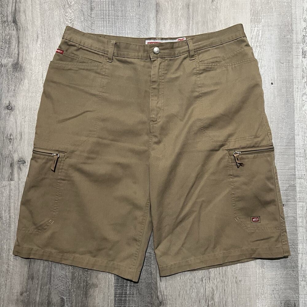 Quiksilver Y2K Mens Cargo Shorts Size 36 Utility Surf Skater Baggy Khaki Tan